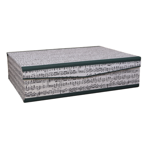 Large box for sheet music with dark green linen edges